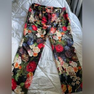 Rare JCrew Collection Dutch Floral black pants size 16